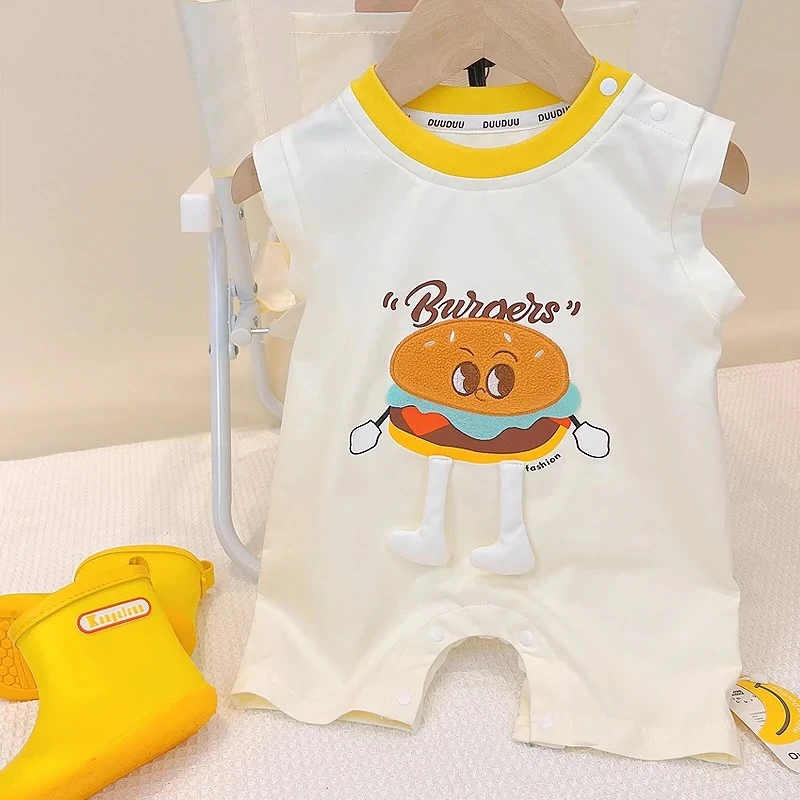 新生婴儿连体衣夏装薄款纯棉短袖背心男女宝宝短裤哈衣爬服