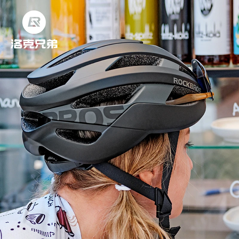 洛克兄弟骑行头盔一体成型自行车头盔山地公路车安全帽破风款男女