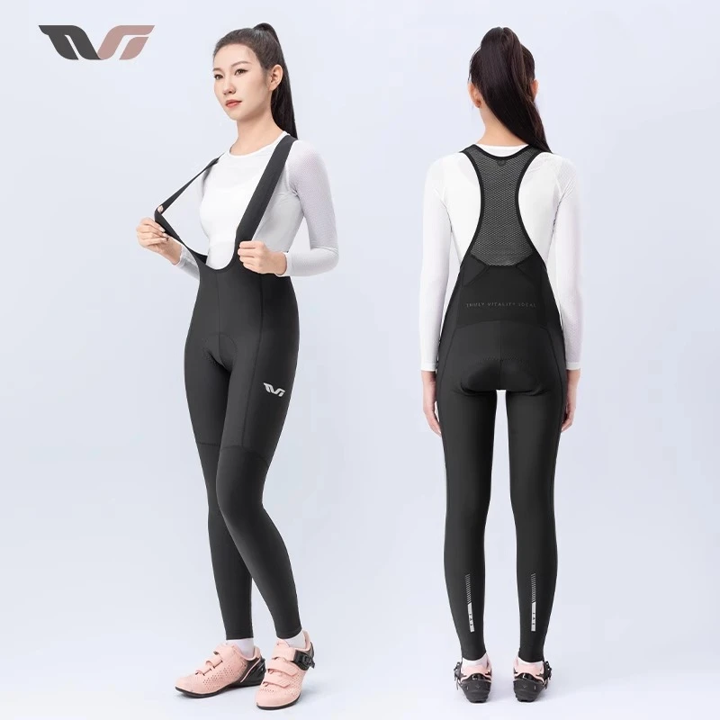 洛克兄弟TVI系列骑行长裤女款抓绒保暖轻薄秋季公路自行车背带裤