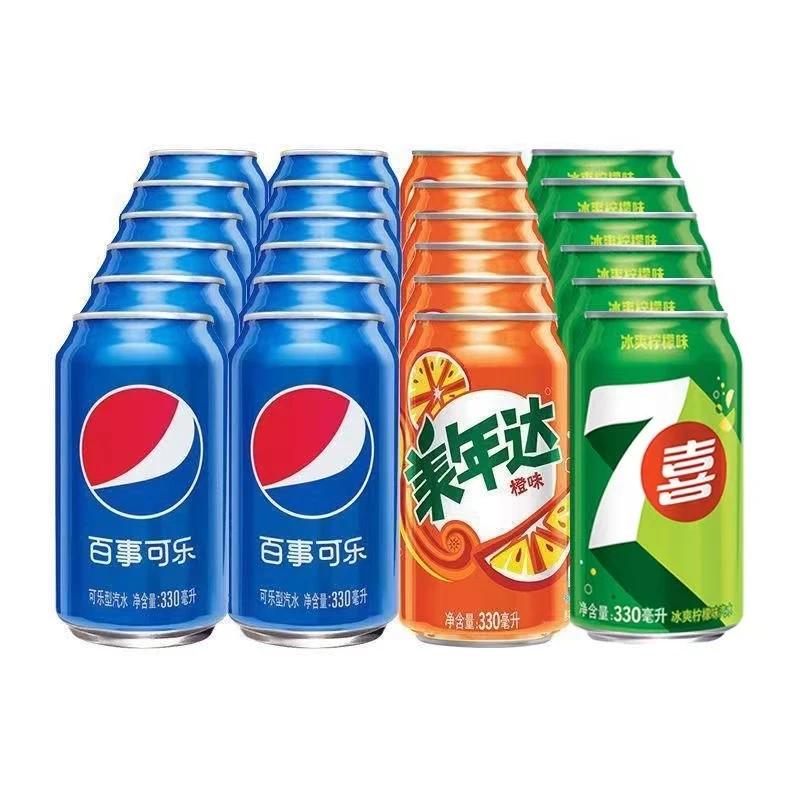 【包邮】百事可乐七喜美年达330ml*6罐聚餐解渴碳酸汽水饮料
