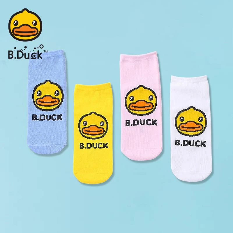 B.Duck小黄鸭童袜子一双儿童百搭中筒潮棉袜【颜色款式随机】
