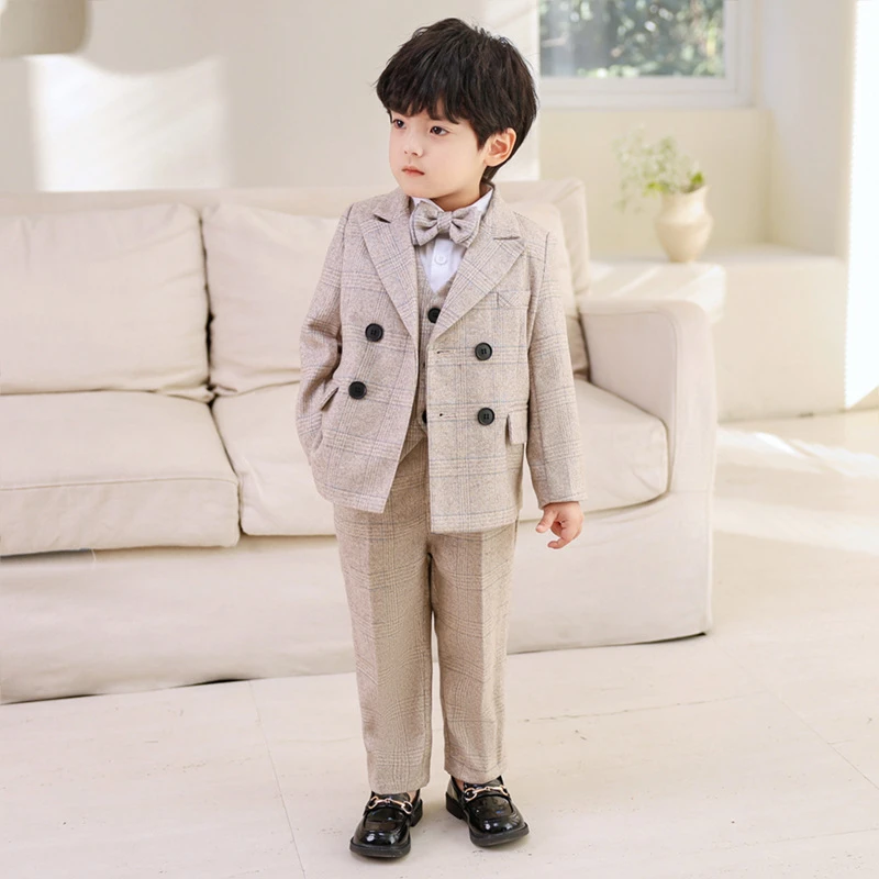 【美拉德风】儿童秋冬英伦格子西服男童生日周岁花童礼服主持演出服