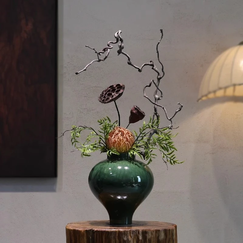 侘寂风宋代美学陶瓷花瓶客厅插花餐桌大气新中式高档玄关装饰摆件