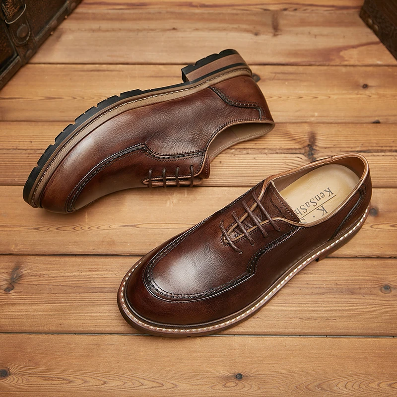 皮鞋男真皮英伦风商务休闲鞋真皮头层牛皮软底软皮透气正装工装鞋