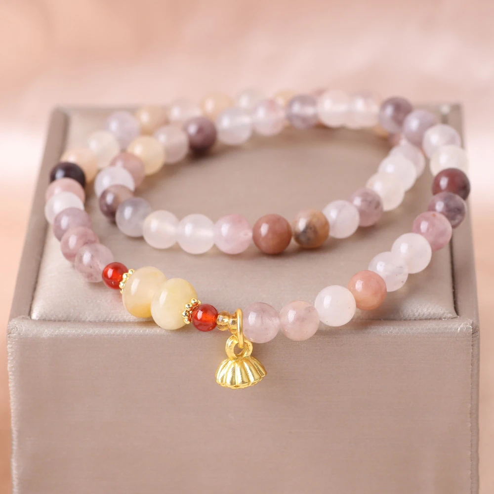 紫罗兰金丝玉轻奢气质百搭多圈手链AB062