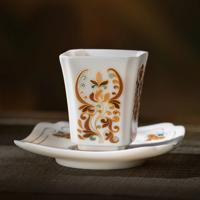 徐建勇原创 四海升平 深咖款 羊脂玉瓷主人杯 敦煌印象系列 茶杯