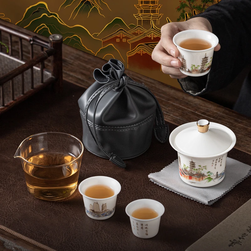 刺桐花开旅行茶具 快客杯 玻璃公道杯 旅行茶器 文创 茶具 茶器