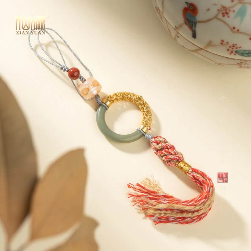 非金属吊坠 雕刻醒狮流苏手机挂挂件XYLV1723HSXD