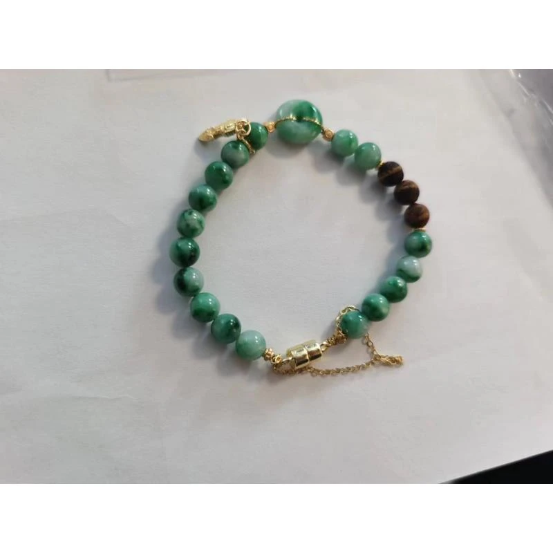 降真香黄金甲6mm豆绿翡翠飘花手串JZX0869MDCFE