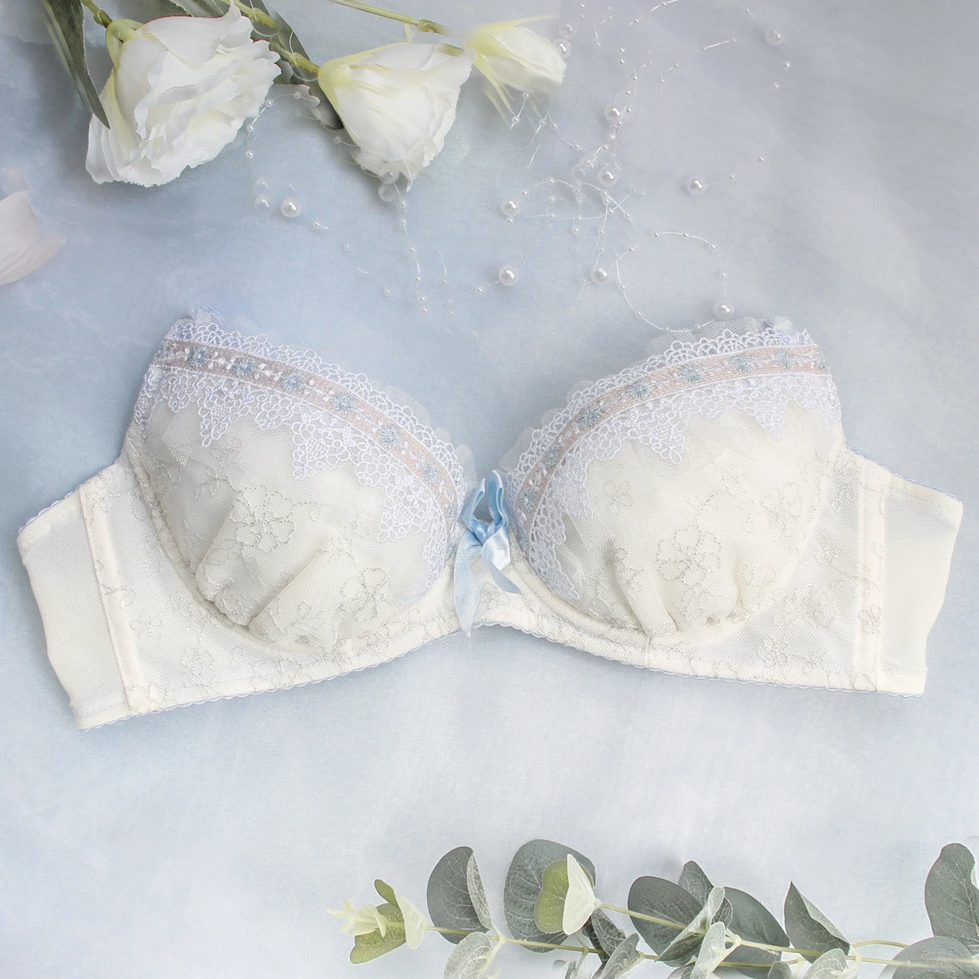 优丽娜娜聚拢文胸少女内衣蕾丝薄2型圆盘大钢圈小胸显大浅杯862