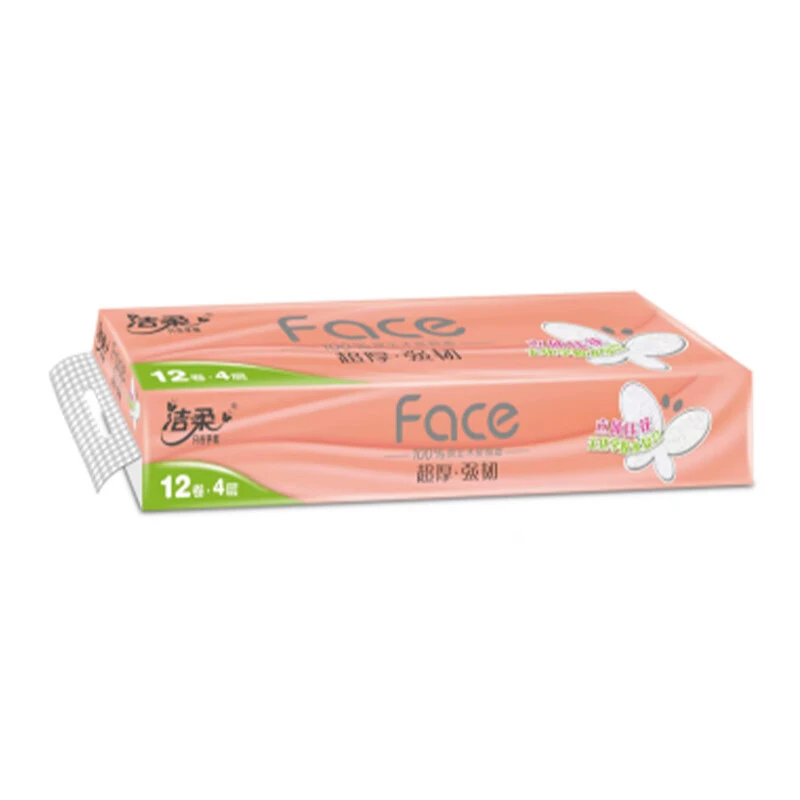 洁柔Face(粉)有芯压花卫生纸120g*12卷