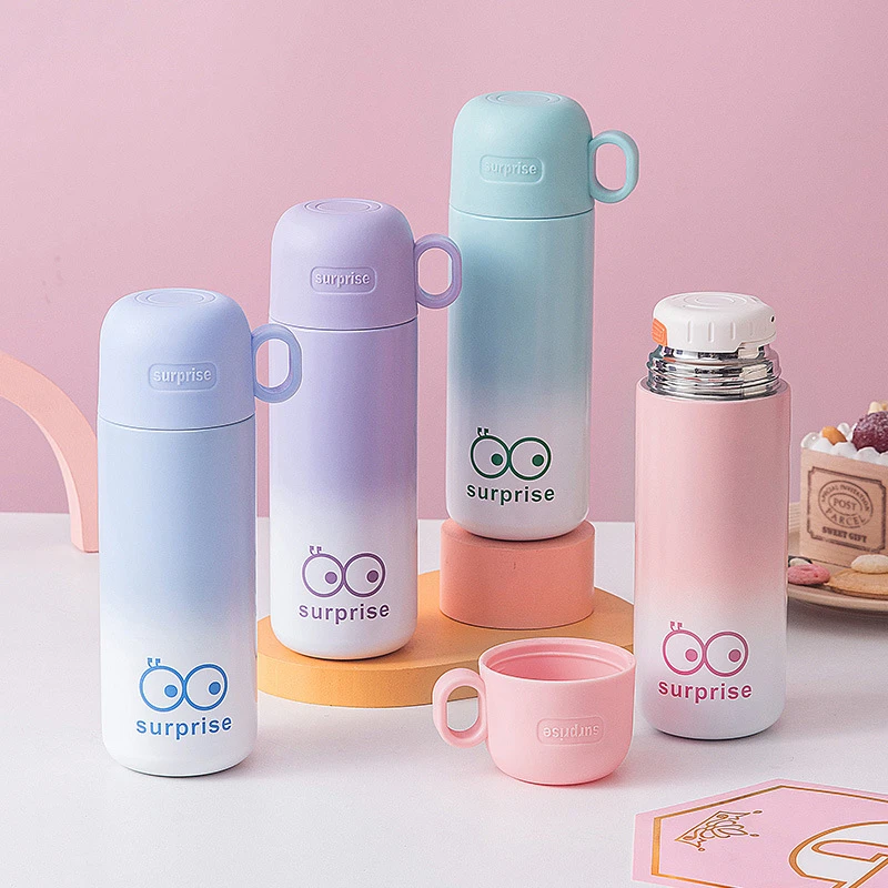 渐变保温杯女高颜值316不锈钢水杯学生上学专用新款滤网便携杯子