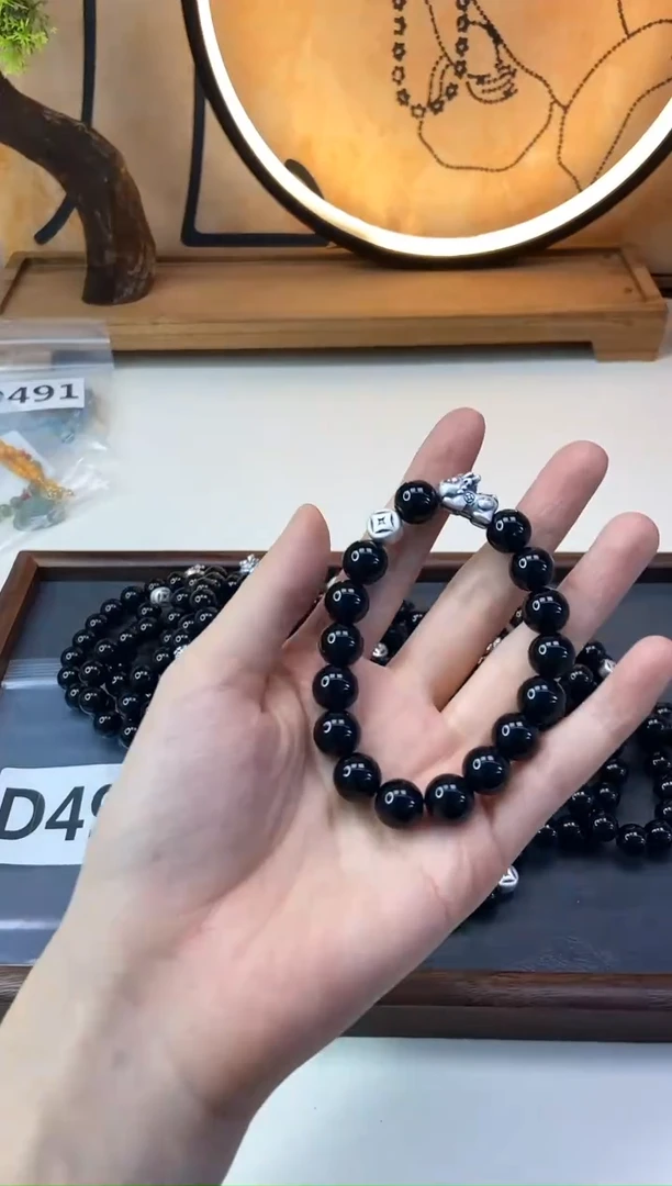 【闪购商品】黑曜岩手饰足银镶嵌493