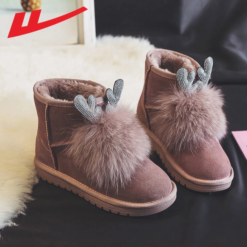 回力雪地靴女鞋2023冬季新款百搭加绒加厚保暖棉鞋202002