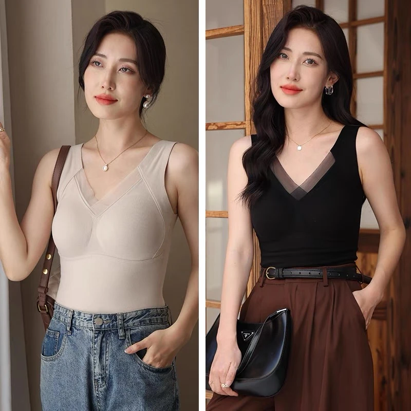8803石墨烯保暖背心百搭美背免穿内衣上衣秋冬打底修身女士美背