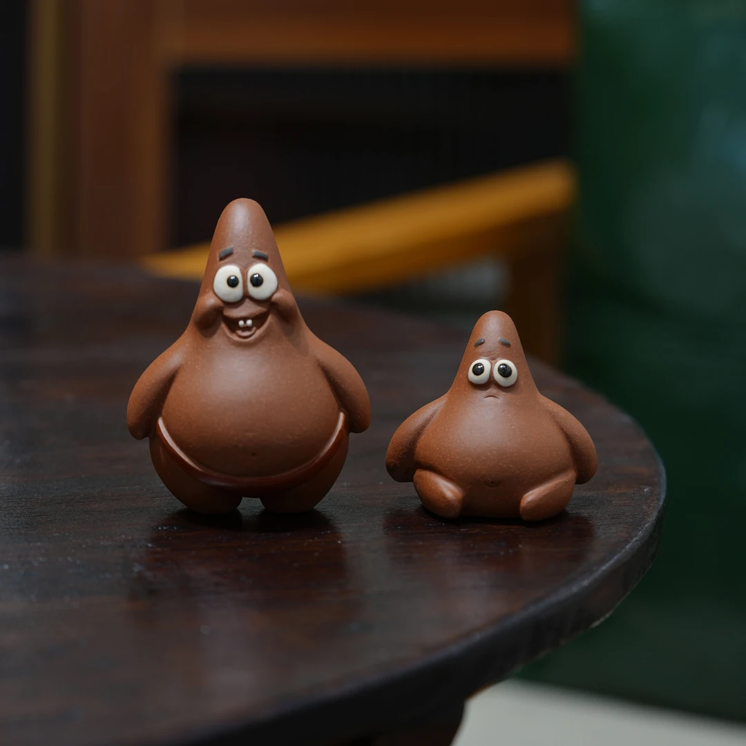 宜兴紫砂茶宠派大星精品可养创意可爱茶玩造景茶具礼品茶桌小摆件