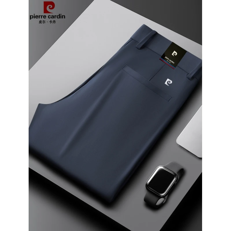 皮尔卡丹高端冰丝休闲裤男弹力免烫夏季商务透气直筒西裤薄款长裤