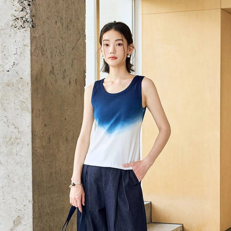 生活在左2025春棉混纺吊带背心植物染复古百搭无袖上衣1951060B