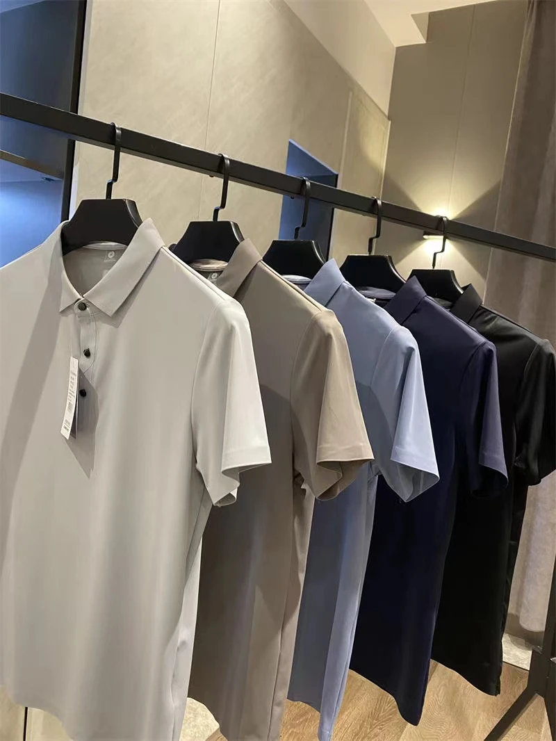 冰爽四面弹无痕激光切割纯色翻领POLO衫男商务