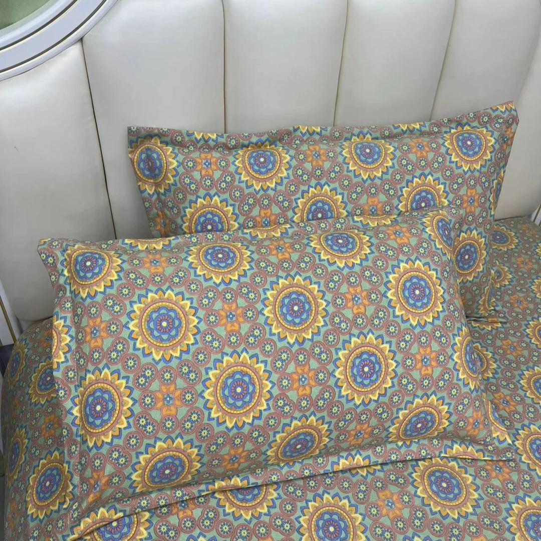 春夏款亲肤棉 --枕套（金玉满堂）绿