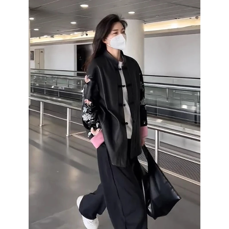 早秋装高级感新中式国风盘扣又a又飒黑色外套女独特别致禅意上衣
