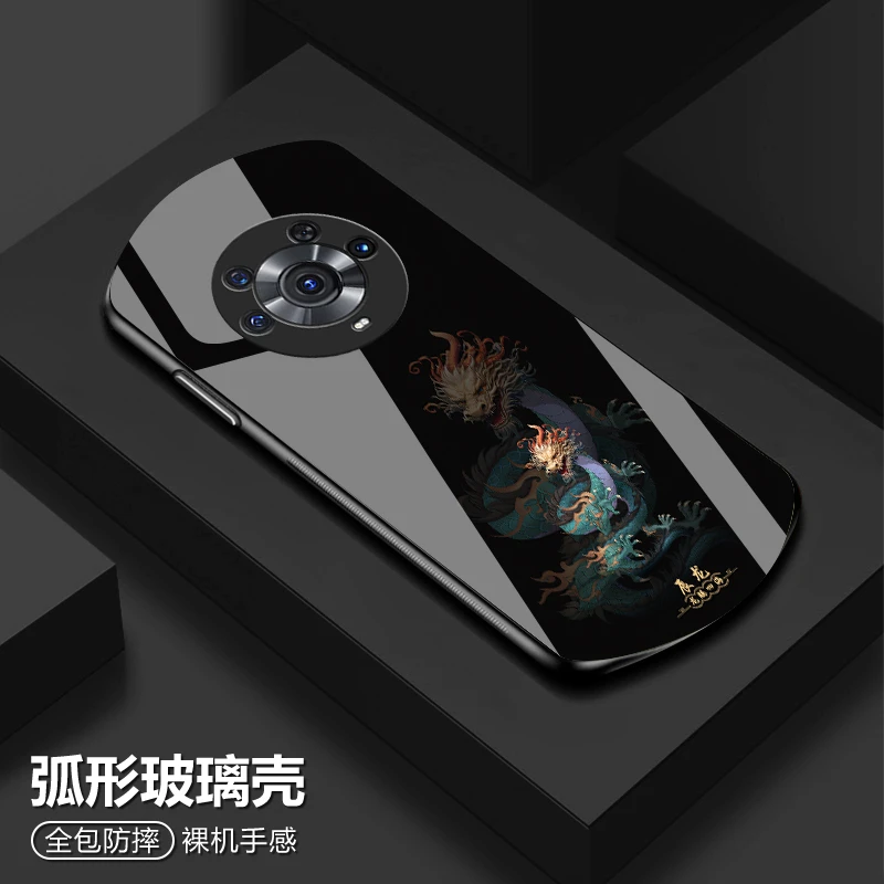 荣耀Magic3Pro国风十二生肖手机壳弧形玻璃高颜值防摔保护套