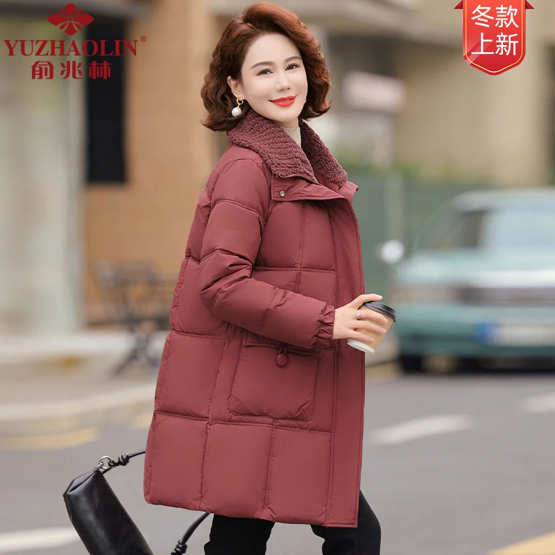 俞兆林2025年新款妈妈装洋气时尚秋冬爆款棉服中年大码中长款外套