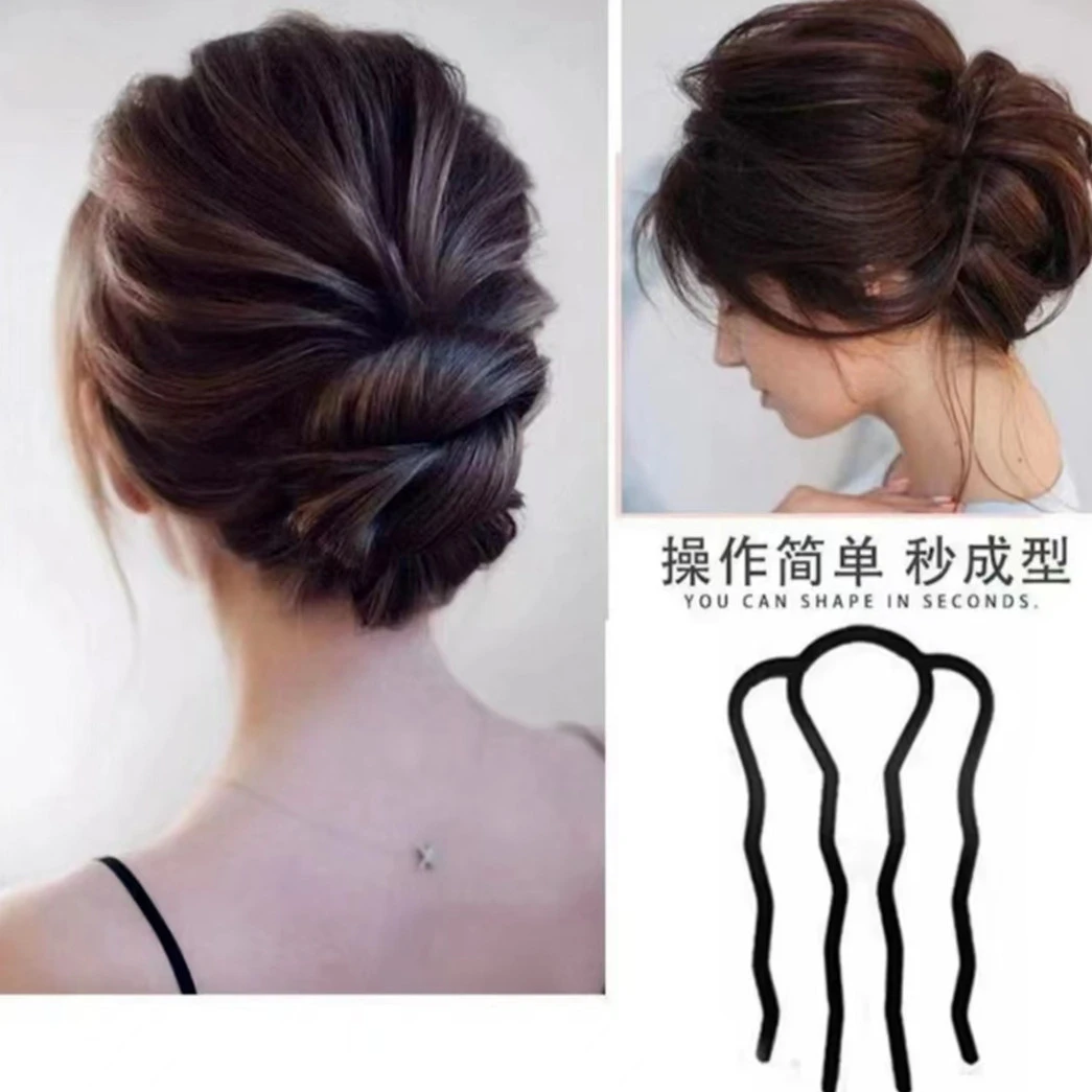 韩版盘发四齿梳简单百搭简约盘发器气质时尚韩式素款簪发