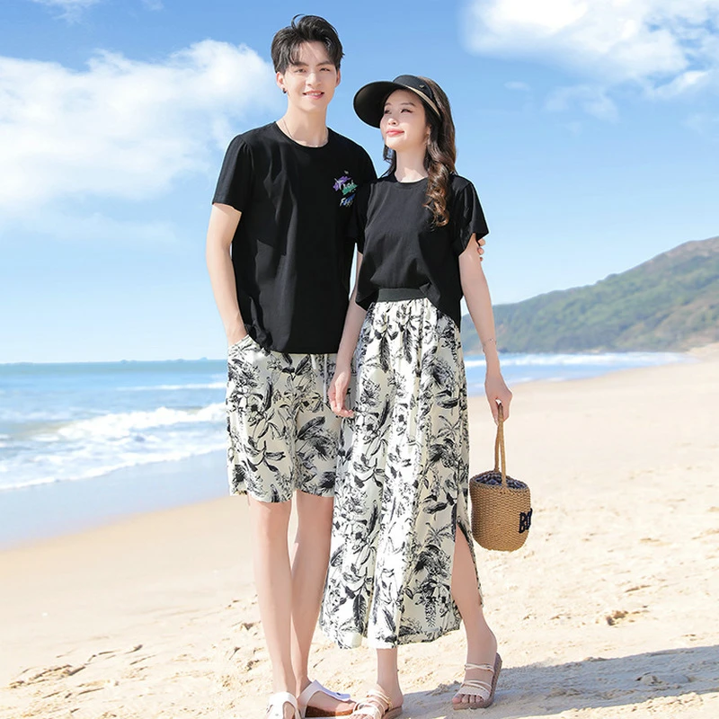 超火小众情侣装短袖2025新款夏装特别的洋气t恤套装休闲高级