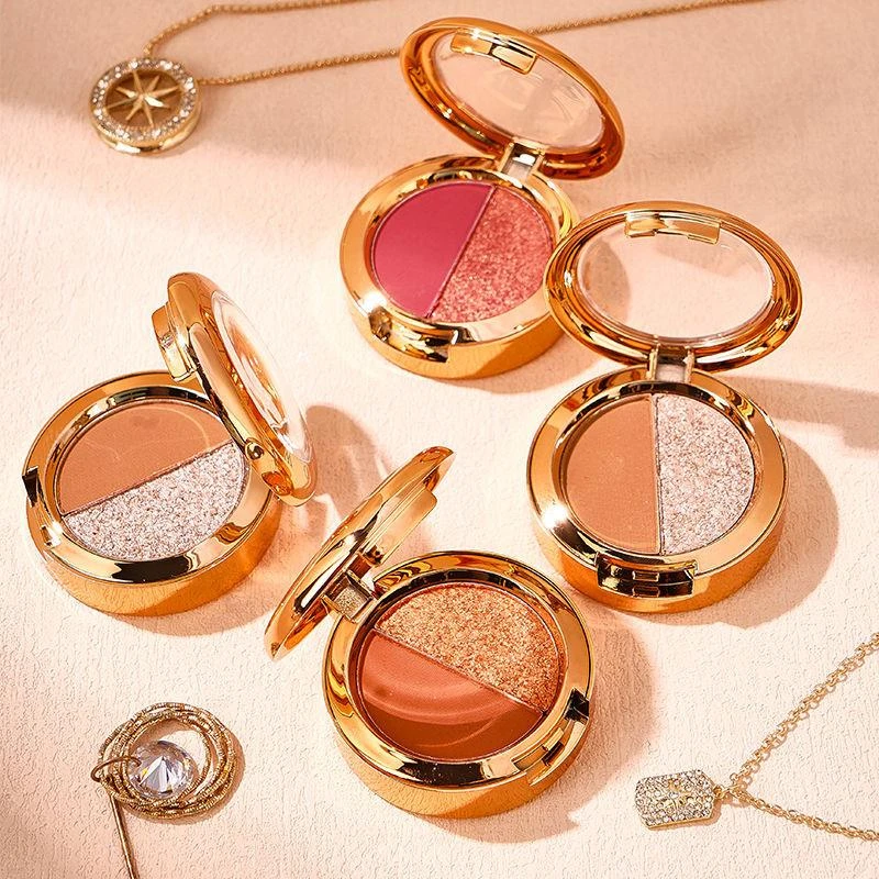 【粉丝专属】双色眼影盘防水持久不脱妆珠光南瓜色哑光闪粉细闪