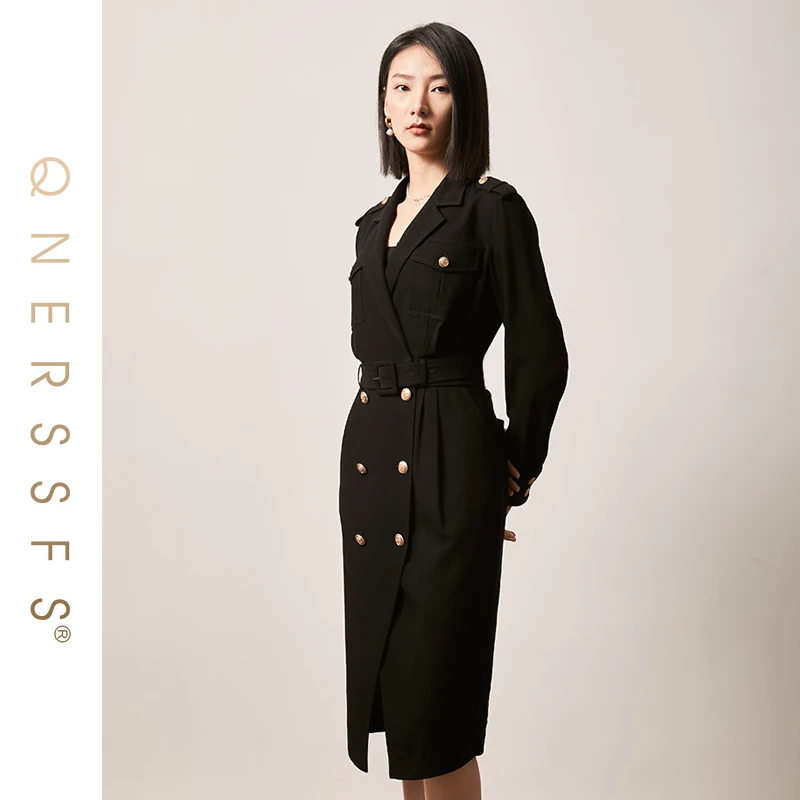 【粉丝专享】卿奈儿「奢香夫人」醋酸翻领抽褶显瘦连衣裙-D2022