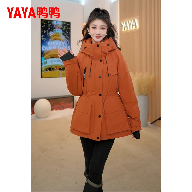 YAYA/鸭鸭羽绒服2025年新款女冬派克服时尚设计感保暖鸭绒外套