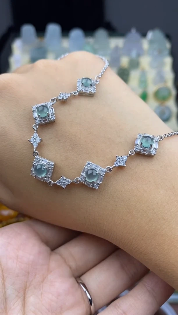 【闪购商品】翡翠手链银S925镶嵌手链