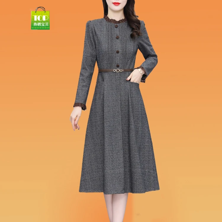 新款女款小香风高级感连衣裙爆款显瘦洋气收腰上档次高档妈妈长裙
