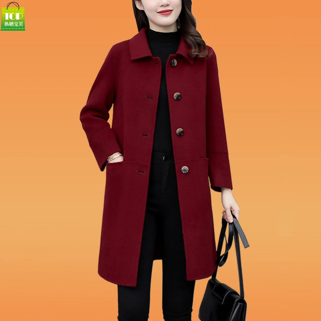 中长款毛呢外套上档次新款赫本风洋气时尚春秋轻奢气质妈妈装呢子