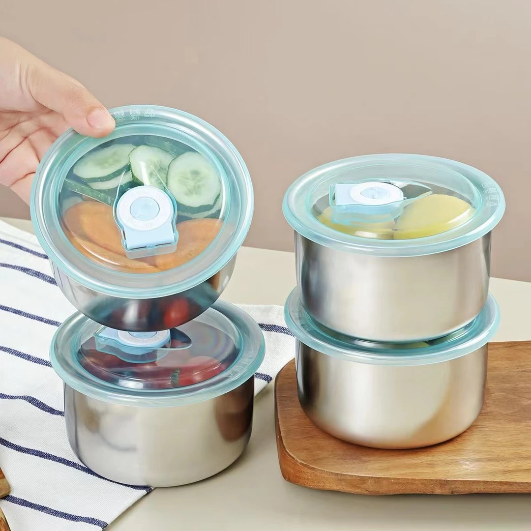 【带盖三个装】不锈钢厨房配菜食材分装盒野餐炉灶通用盒水果收纳盘