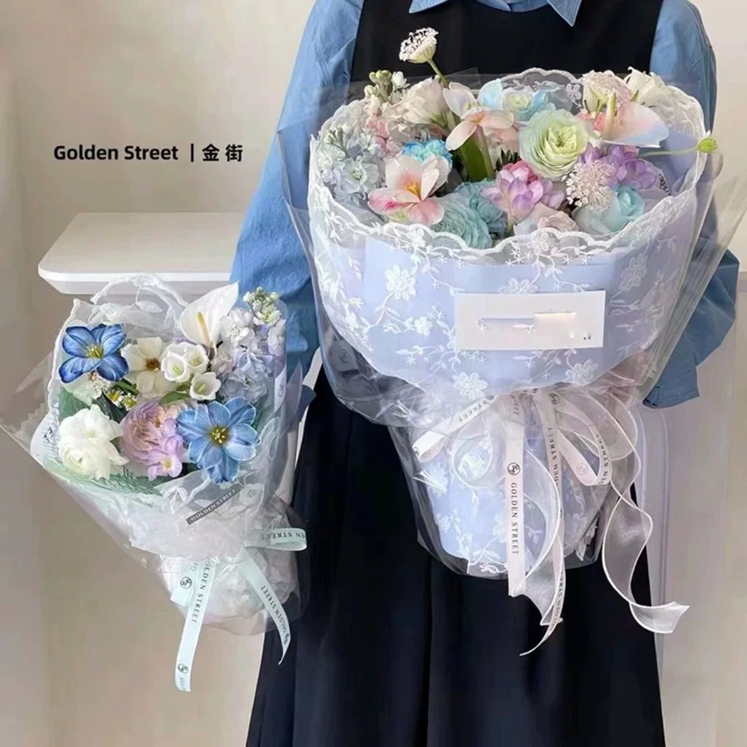 蕾丝刺绣花艺布鲜花花束包装布料复古小香风花纱网diy花艺资材