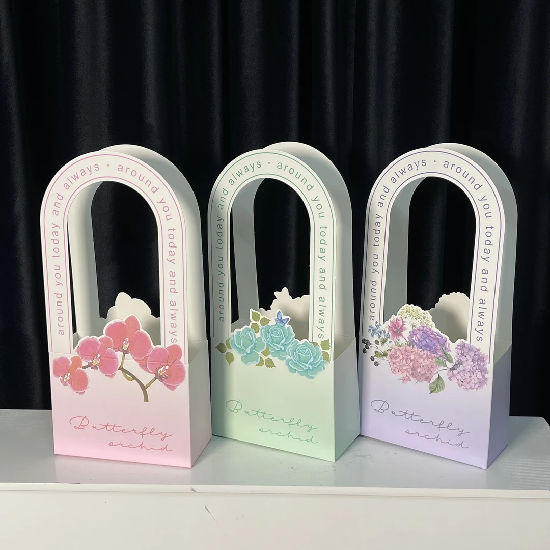 网红手提盒母亲节女神节简约风英文手提花盒