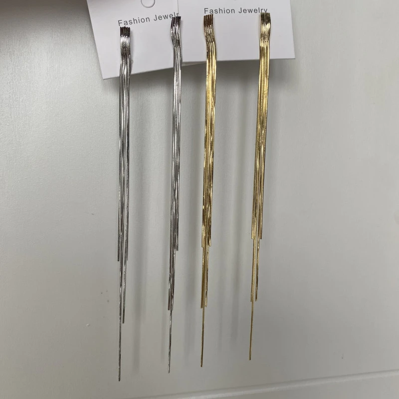 高级轻奢长款流苏耳环简单细腻超长柔顺个性过肩耳环