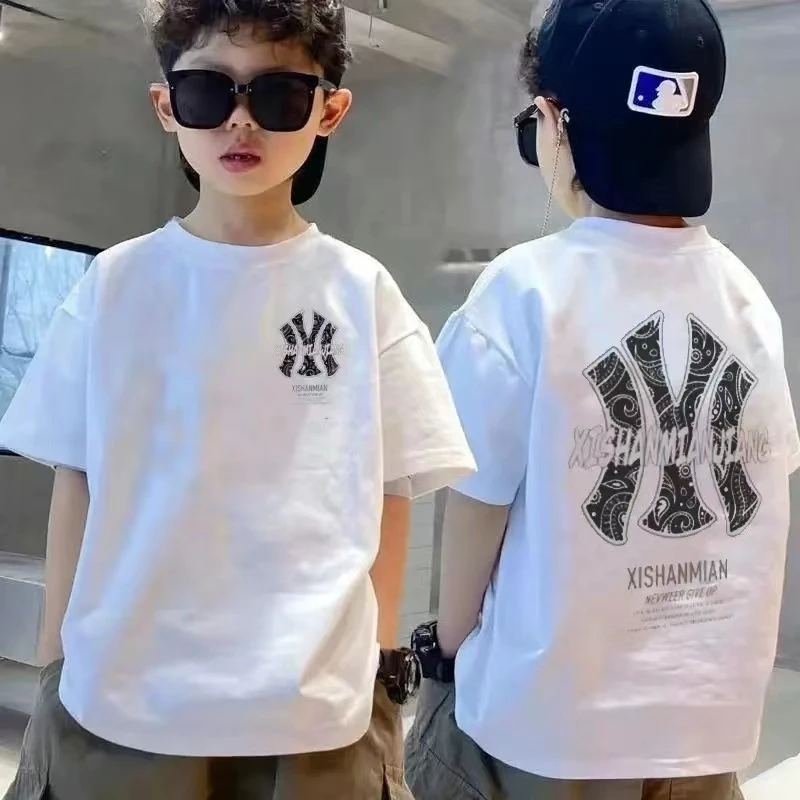 2024新款儿童时尚纯棉洋气夏季半袖宽松夏款中大童印花帅气洋气