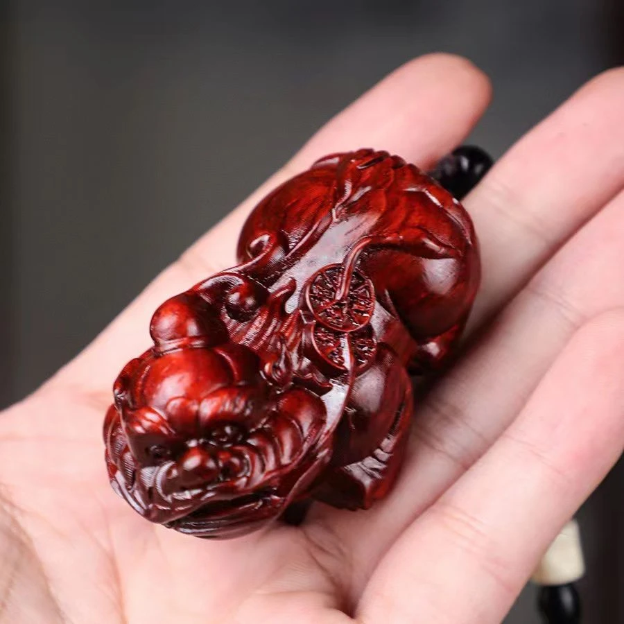 非洲紫檀手工木雕瑞兽貔貅物件手把件男随身把玩件摆件文玩木雕刻