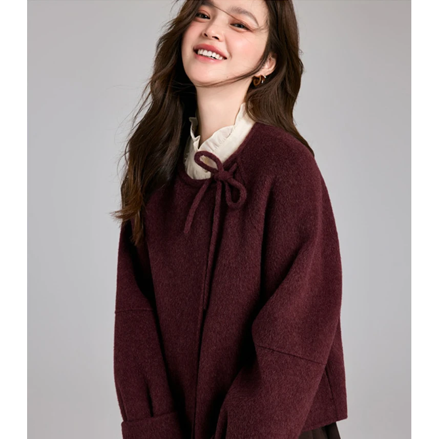 双面羊毛大衣女短款2025秋季新款小香风气质高级感小个子毛呢外套