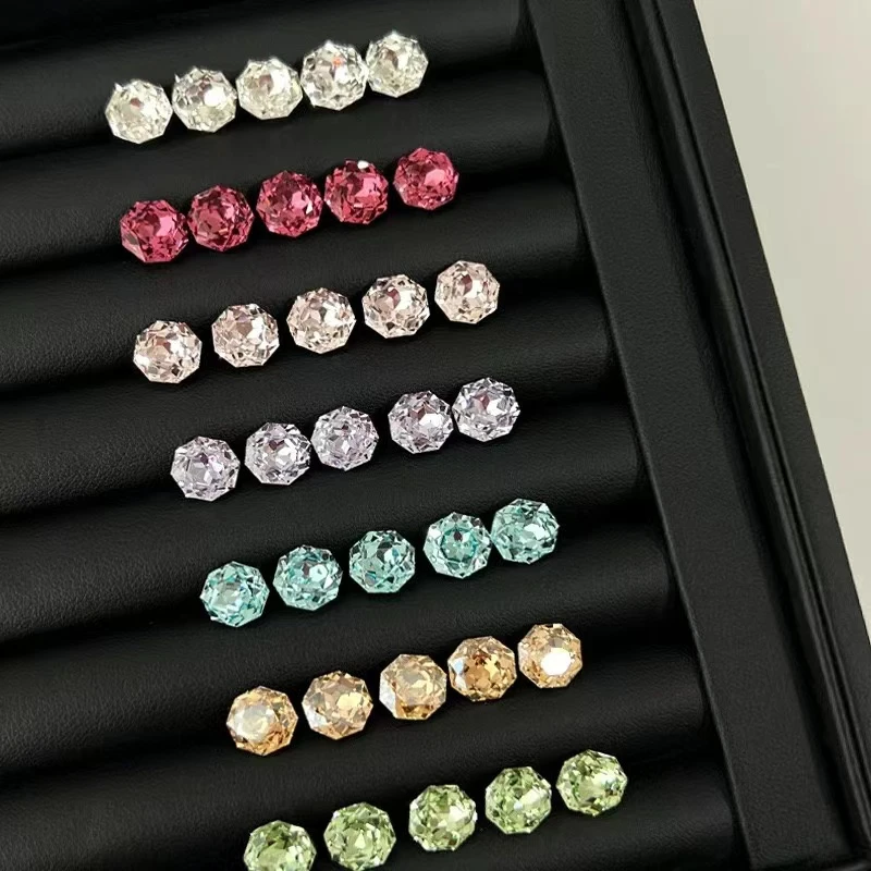 钛钢耳饰 8mm千禧玫瑰切耳钉耳骨耳蜗钉钛钢防过敏圆饼耳堵百搭闪