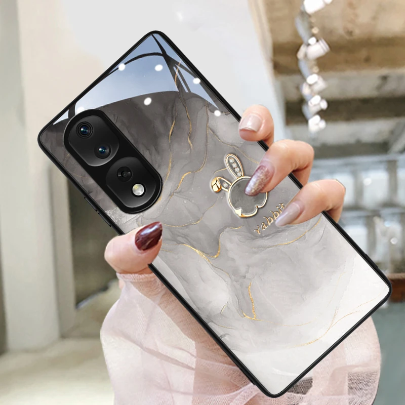水墨兔荣耀80手机壳80pro新款50女生70高端30网红60创意v30玻璃壳