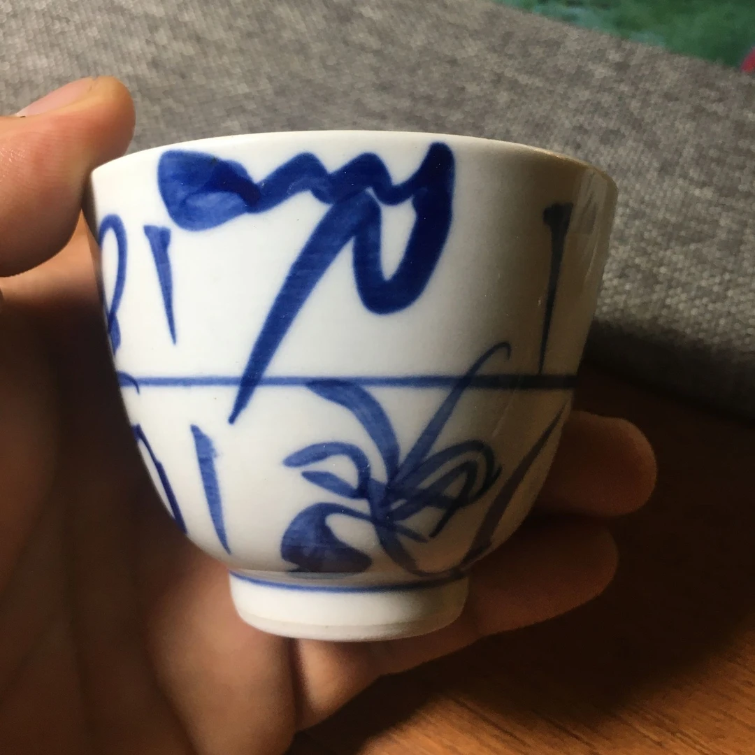 景德镇古窑手工手绘刀子花纹品茗杯创意小茶杯复古陶瓷主人杯