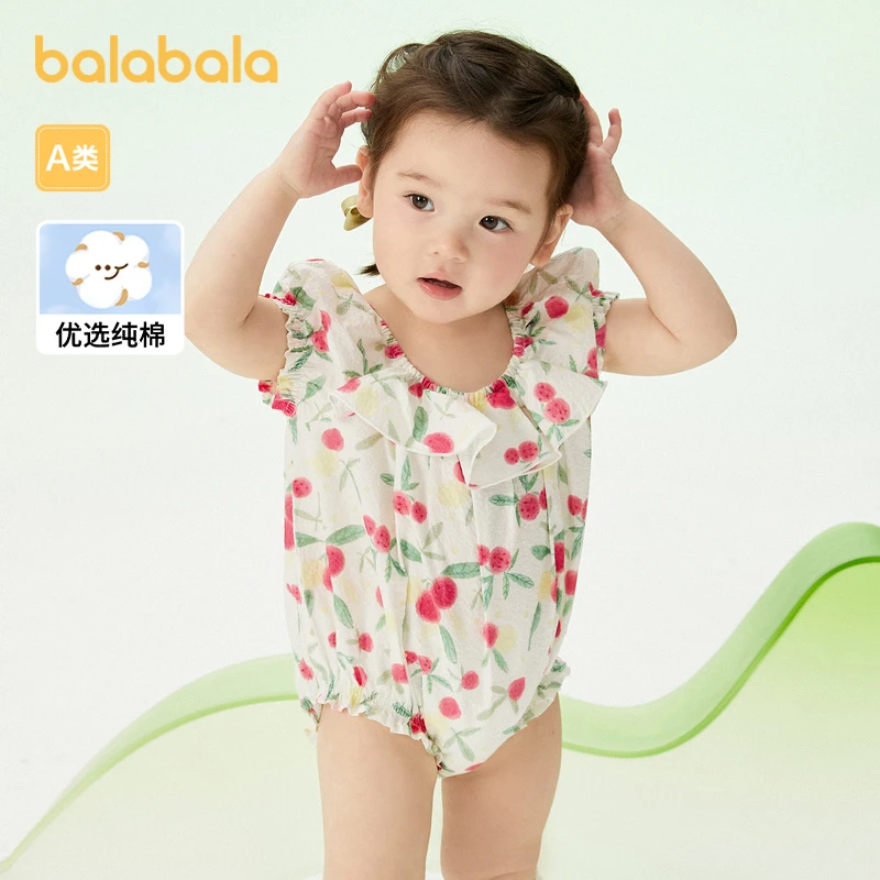 巴拉巴拉宝宝连体衣婴儿外出爬服夏装纯棉甜美可爱萌208224124002