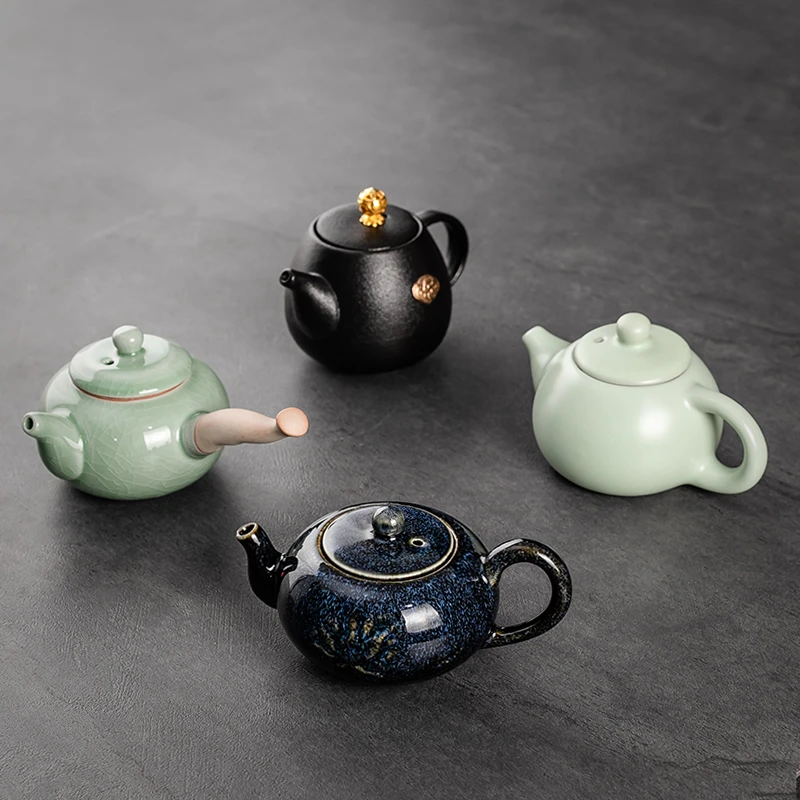 唐幺单个茶壶泡茶单壶陶瓷功夫茶具套装配件过滤纯手工家用煮茶壶