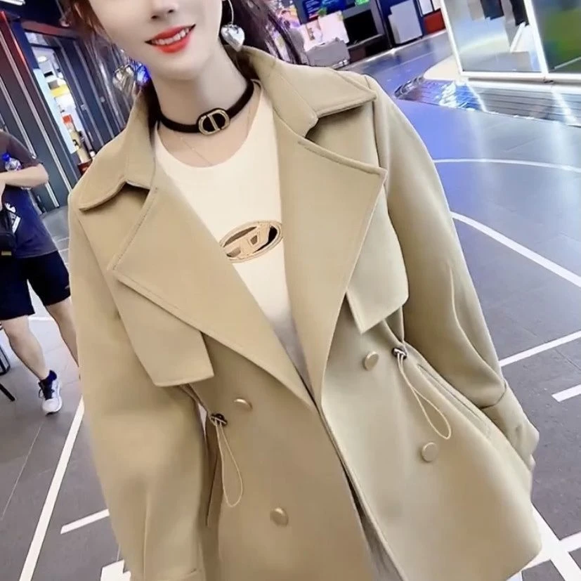 2025秋季新款小个子休闲时尚韩版短外套网红爆款短款风衣女轻奢风