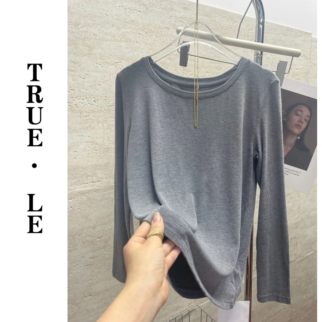 True·Le｜超柔！女友面膜打底～弹力休闲圆领打底衫 2934