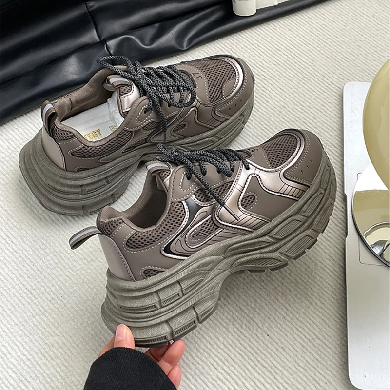 （巴家）双层厚底老爹鞋女ins2024秋季新款小个子增高休闲鞋运动鞋